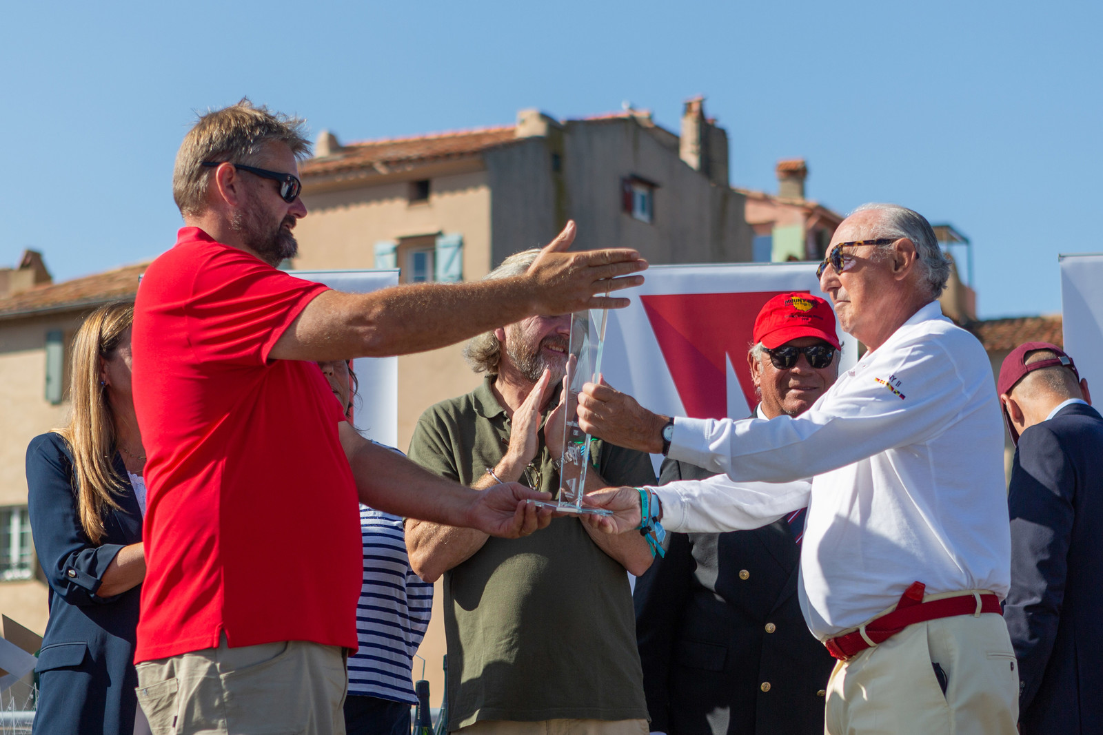08 10 2023, Saint-Tropez (FRA,83), Les Voiles de Saint-Tropez 2023, Prizegiving classics and moderns 08 10 2023, Saint-Tropez (FRA,83), Les Voiles de Saint-Tropez 2023, Prizegiving classics and moderns