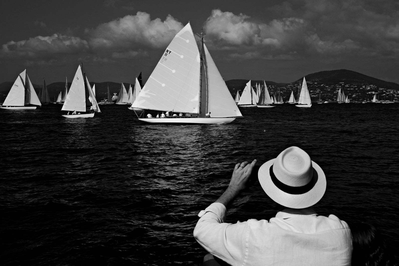 Yachts sail off the coast of the southern French city of Saint-Tropez on October 4, 2023, part of the annual Les Voiles de Saint-Tropez event. Around a hundred yachts will take part in regattas in the bay of Saint-Tropez during the event. (Photo by Valery HACHE   AFP)