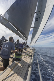 03 10 2022, Saint-Tropez (FRA,83), Voiles de Saint-Tropez 2022,  entraînement des maxis, A bord de Sipirit of Malouen X