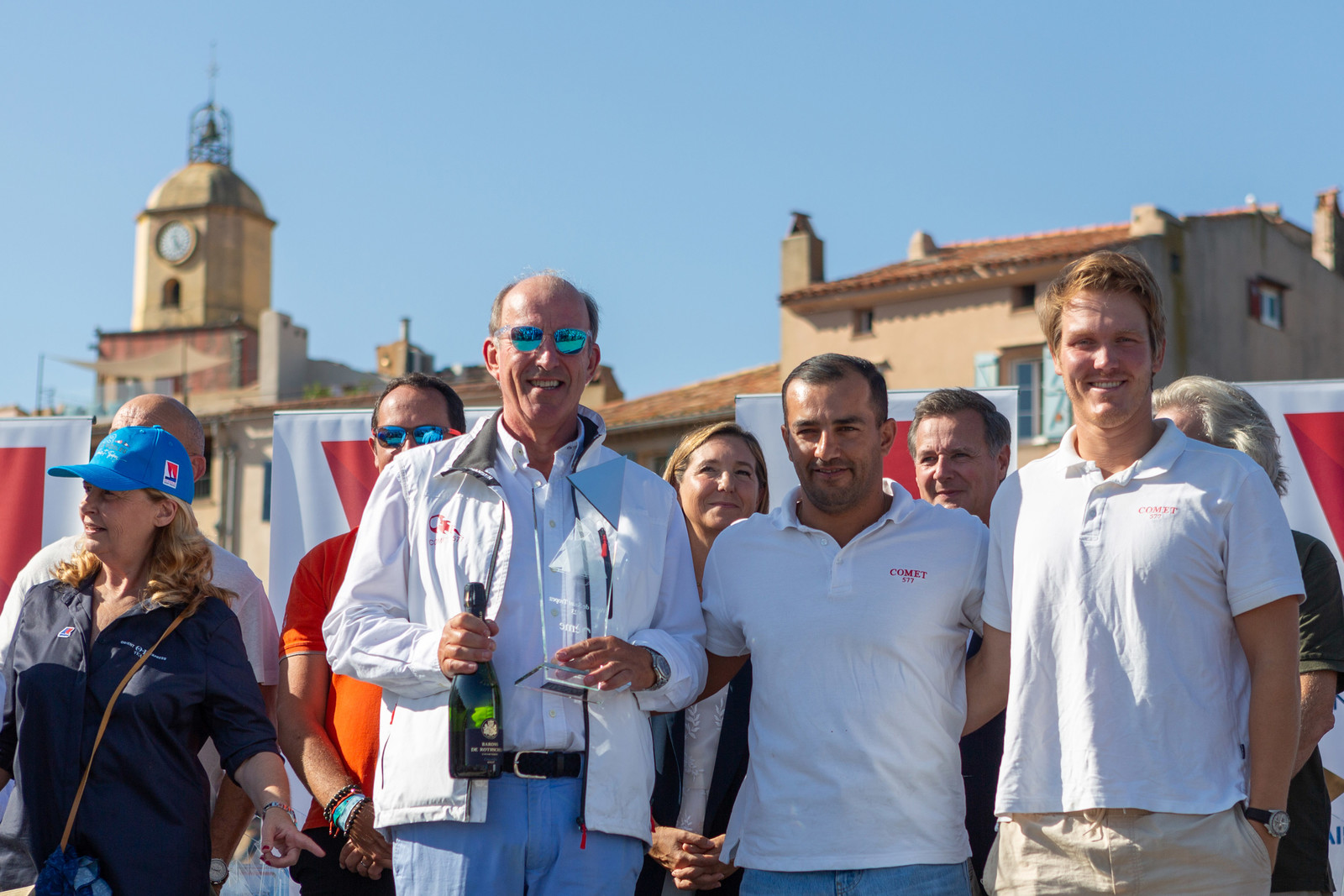 08 10 2023, Saint-Tropez (FRA,83), Les Voiles de Saint-Tropez 2023, Prizegiving classics and moderns 08 10 2023, Saint-Tropez (FRA,83), Les Voiles de Saint-Tropez 2023, Prizegiving classics and moderns