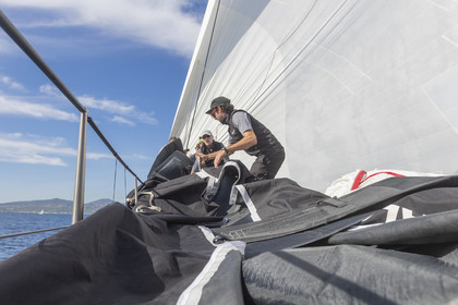 03 10 2022, Saint-Tropez (FRA,83), Voiles de Saint-Tropez 2022,  entraînement des maxis, A bord de Sipirit of Malouen X